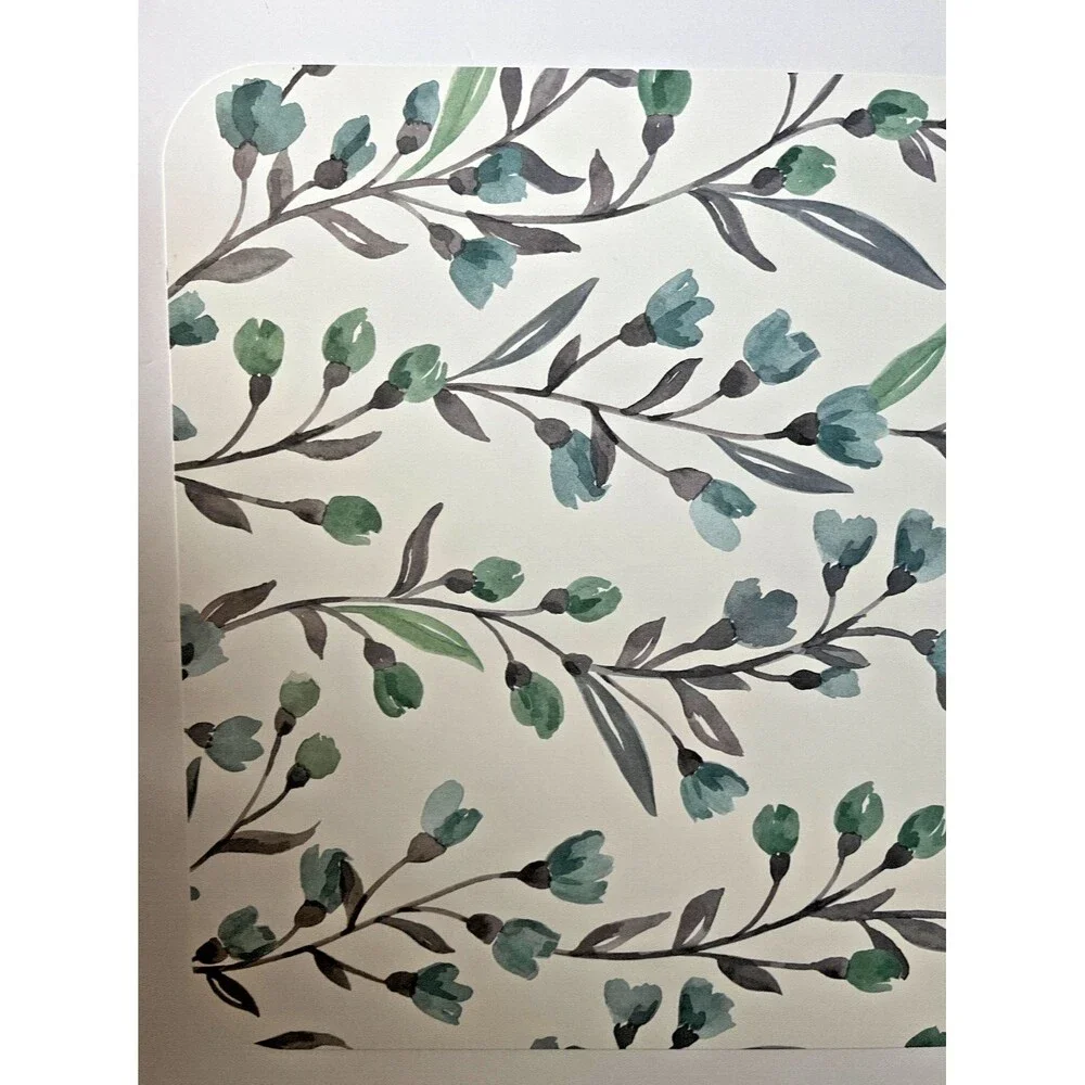 Flower Placemats Vinyl Wipe Clean Green Blue Made in the USA Set of 4